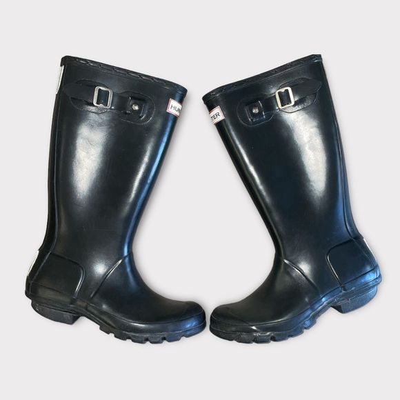 Hunter original tall black gloss boot women size 6 - Picture 2 of 8